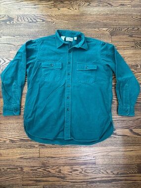 L.L. Bean Men’s Vintage 1997 Teal Chamois Cloth Long-Sleeve Button-Up Shirt